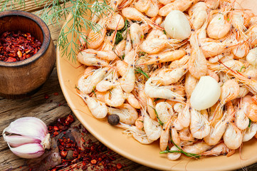 Boiled sea prawns