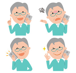 中高年男性 スマホ操作