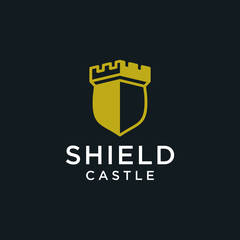 shield castle logo illustration vector icon premium quality