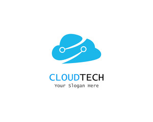 Cloud Digital technology line logo template vector
