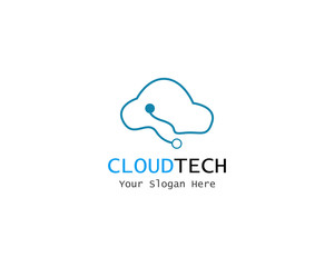 Cloud Digital technology line logo template vector