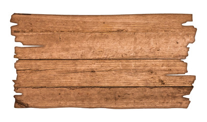 Brown wooden sign on a white background In the concept of the signpost and billboards with clipping path.