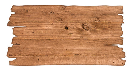 Brown wooden sign on a white background In the concept of the signpost and billboards with clipping path.