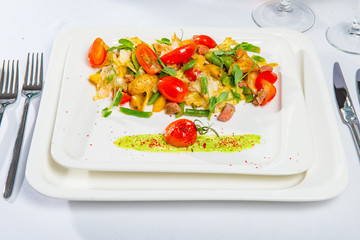 Baked Baby Potatoes With Green String Beans And Cherry Tomatoes