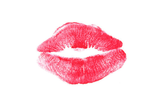 Isolating the imprint of lips on a white background. - Image