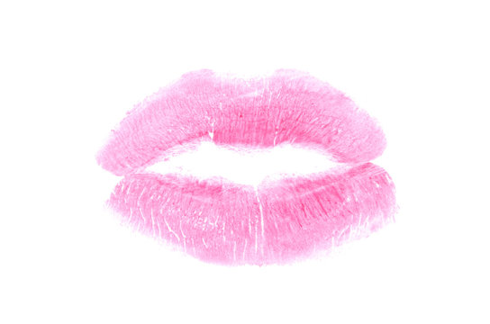 Isolating the imprint of lips on a white background. - Image