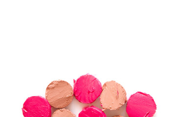 Sliced  lipstick sample on white background, flat lay.  - Image