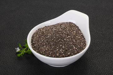 Dietary Chia seeds in the bowl
