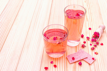 Summer refreshment tea from rose flowers