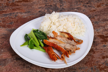 Rice with roasted duck breast