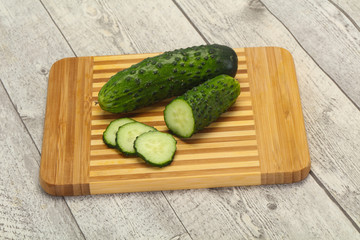 Ripe fresh green two cucumbers