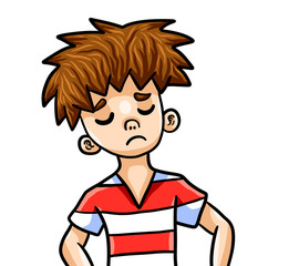 Sad Stylized Little Boy