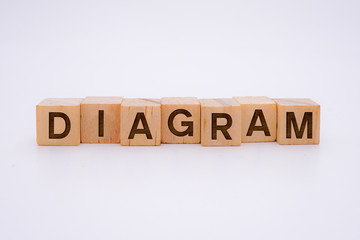 Diagram Word Written In Wooden Cube With White Background Concept