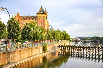 PRAGUE, CZECH - MAY 2009: Embankment Of The Vltava River