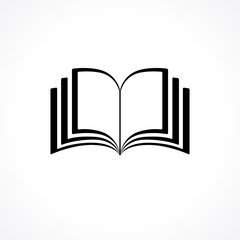 Open book black icon. Magazine icon isolated on white background. Vector illustration for web design or digital education
