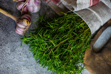 Cooking concept with herb