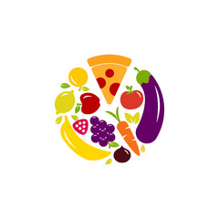 pizza vegetables fruits logo circle