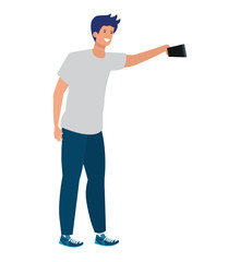 happy young man taking a selfie