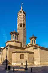 Fototapeta na wymiar View at the church of San Pablo in the streets of Zaragoza in Spain