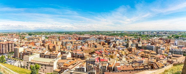 Panoramic view at the Lleida Town - Spain - obrazy, fototapety, plakaty