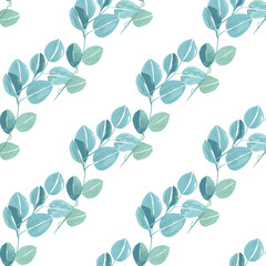 Trendy foliage eucalyptus pattern, great design for any purposes. Botanical vector illustration.