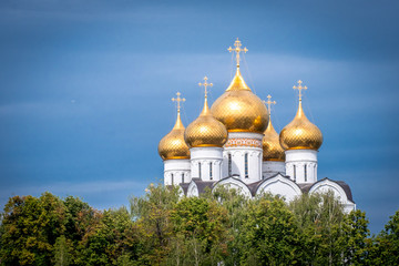 domes of the Russian temple with crosses