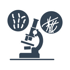 black icon microscope, bacterium, science