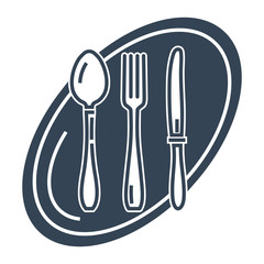 black icon restaurant, plate, spoon, fork, knife