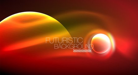 Vector glowing neon circles abstract background