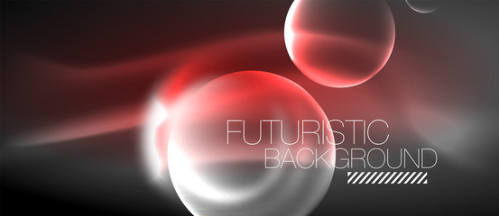 Blurred neon glowing round shapes, abstract circles and lights