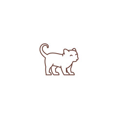 Cute little young kitten. Logo or icon. Cat pet shop. Outline contour line vector illustration.