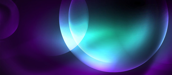Shiny neon color light with circles abstract background
