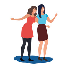 Fototapeta premium young girls friends avatars characters