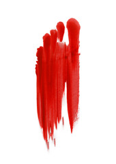 Bloody red horror footprint. Mark human leg, dirty grunge footprint. Design element for halloween decoration.