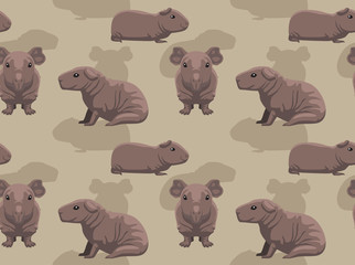 Cute Guinea Pig Skinny Cartoon Background Seamless Wallpaper
