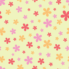 Simple vector blossom flowers seamless pattern