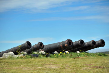 Medieval cannons defending the bay from enemy ships in St. John's