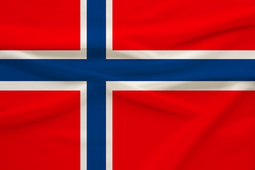 National flag of the country Norway on gentle silk with wind folds, travel concept, immigration, politics