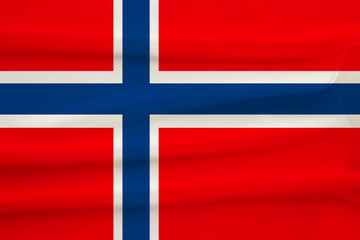 Fototapeta premium National flag of the country Norway on gentle silk with wind folds, travel concept, immigration, politics