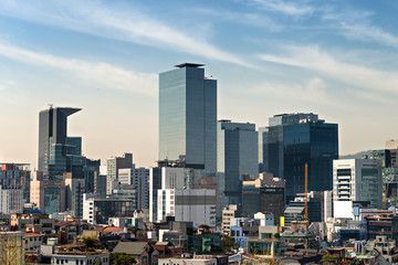 Skyscrapers skyline in  central Gangnam Seoul , South Korea.