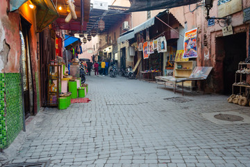 Fototapeta na wymiar Beautiful souvenir shop in Marrakesh, Morocco Travels