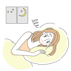 不眠症の女性のイラスト