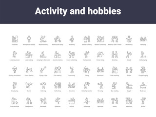 activity and hobbies outline icons
