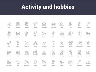 activity and hobbies outline icons