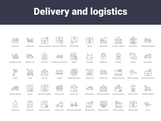 delivery and logistics outline icons