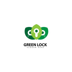 Green Lock Logo Design Icon