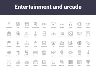 entertainment and arcade outline icons