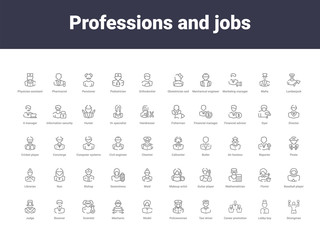 professions and jobs outline icons - obrazy, fototapety, plakaty