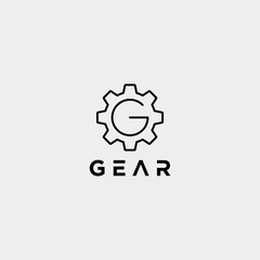 gear logo vector line icon industry initial g symbol sign isolated
