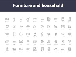 Fototapeta na wymiar furniture and household outline icons